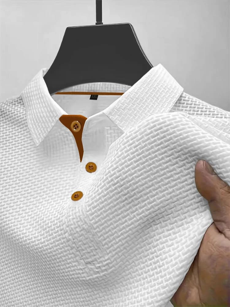 T-shirt da uomo a maniche corte da uomo con risvolto estivo in seta ghiacciata