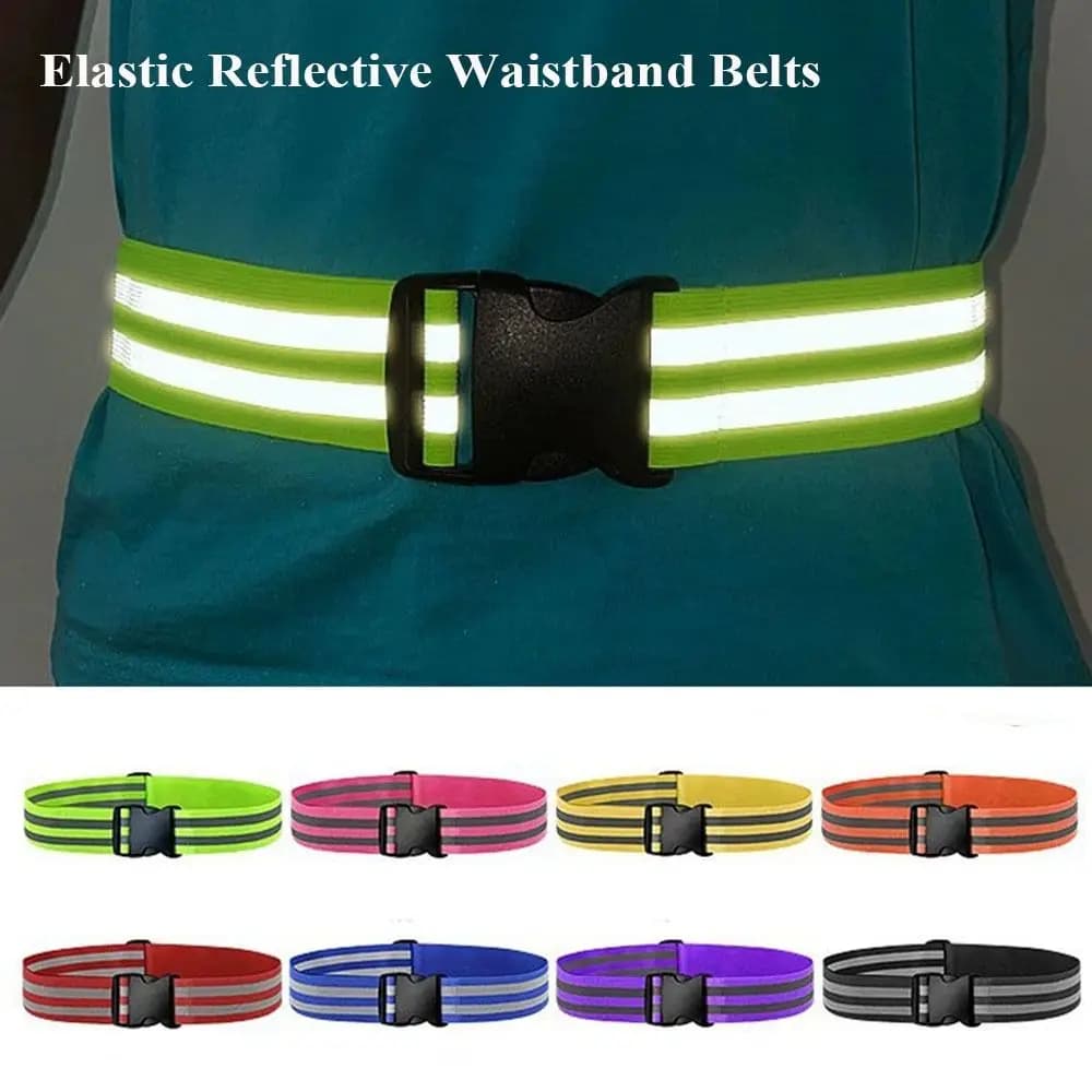 Waist Adjustable Reflective Waistband Belts 5*1*1cm Elastic Running Cycling Waistband 8 Colors Night Safety Gear