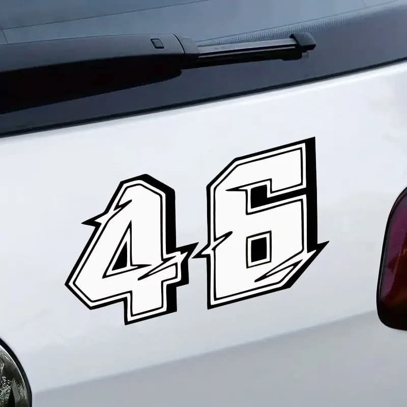 Set di adesivi con numero da corsa 0-9 da 10 cm, 1 pezzo, adesivo in vinile impermeabile bianco e nero per carrozzeria di auto e moto