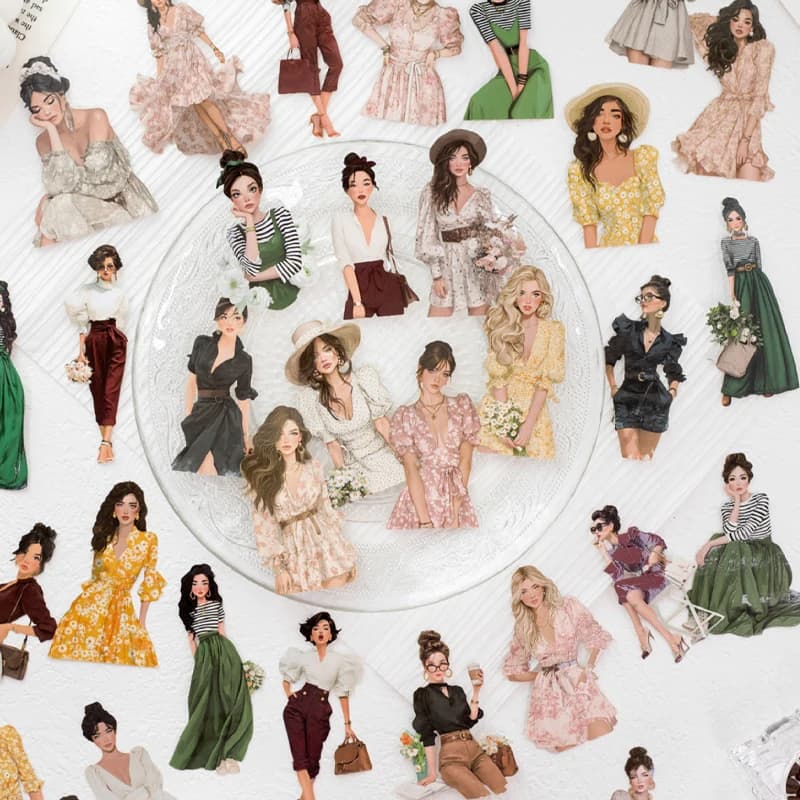 30pcs Fall Into Summer Series Summer Character Theme Stickers Handbook Collage DIY Photo Frame Scrapbook Coffee Cup Envelope
