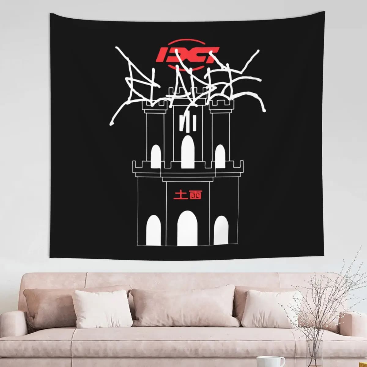 Bladee Drain Gang Red Light Castle Logo arazzo appeso a parete arazzo stampato INS Throw Rug coperta Room Home Decor Yoga Mat