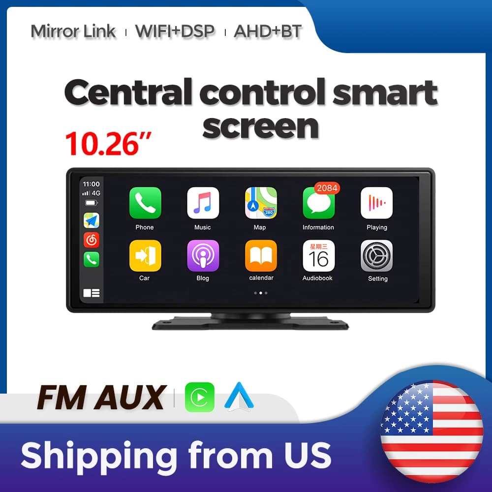 NaviFly Touch Screen da 10.26 pollici Controllo centrale universale per auto Sistemi intelligenti Wireless Carplay Android Auto Monitor FM DSP WIFI BT