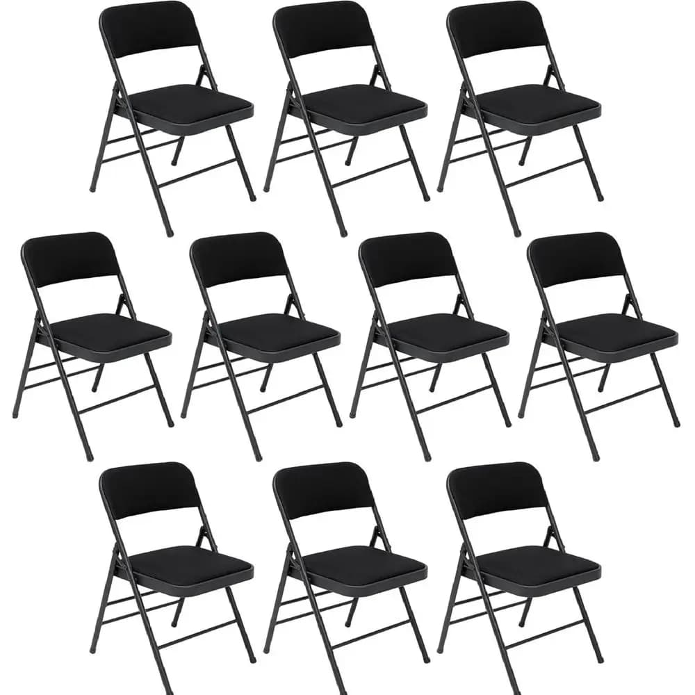Set di 10 Sedie Impilabili con Cuscino Imbottito e Schienale, Ideali per Sale Conferenze, Chiese ed Eventi Commerciali, Spa
