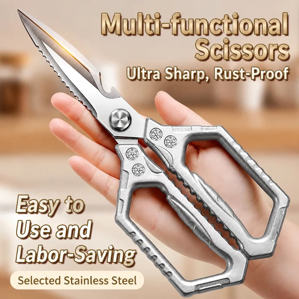 New Stainless Steel Kitchen Scissors for Home Use Powerful Cut Chicken Bones Specialized Barbecue Fish Killing Scissors