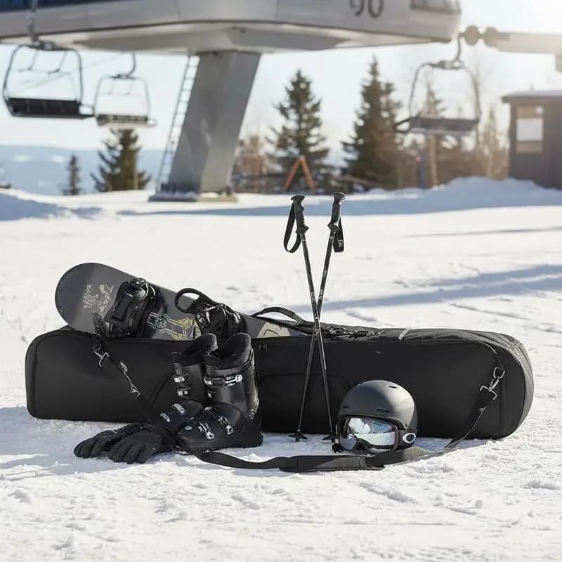 Porta snowboard 65 pollici/165 cm per viaggi aerei, sport invernali, stazioni sciistiche, protezione imbottita, tessuto Oxford 600D, cinghie interne regolabili, contiene bastoncini, occhiali, guanti, casco, stivali, nero