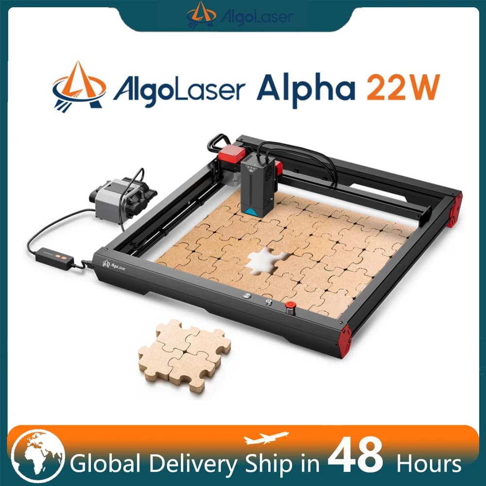 Incisore laser Algolaser Alpha Ultra 22W con assistenza automatica dell'aria 400x400mm Area di lavoro Win/App mobile Taglierina laser offline 400 mm/s