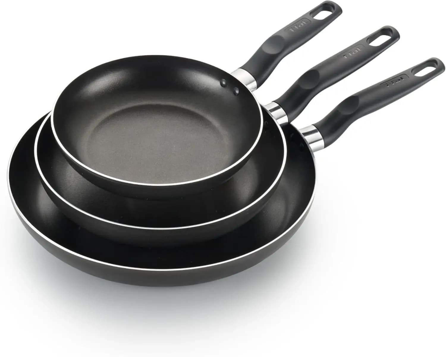 Set di Padelle Antiaderenti 3 Pezzi 8 9.5 12 Pollici, Resistenti al Forno fino a 400°F, Lavabili in Lavastoviglie, Nere