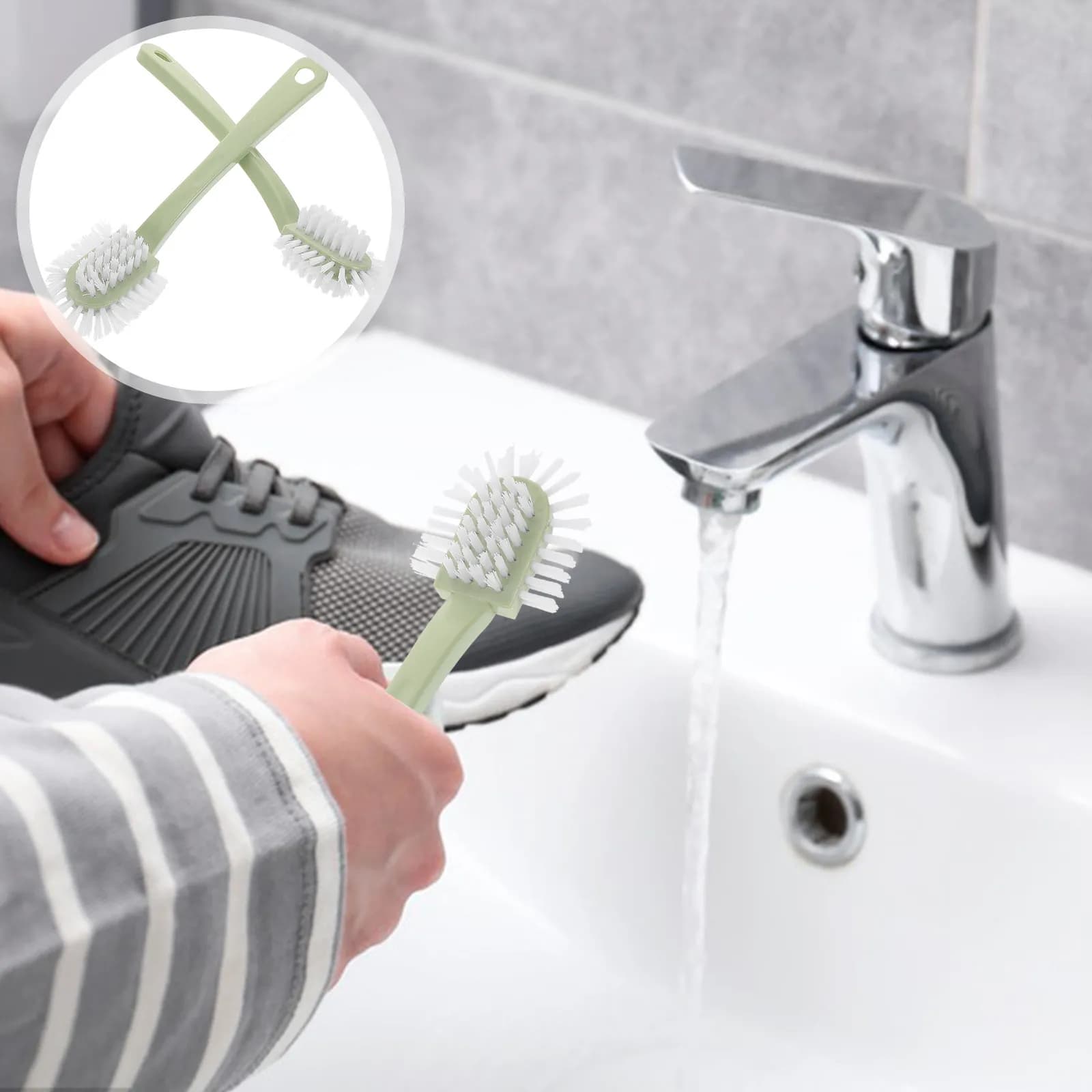 Set di 5 Spazzole per Scarpe con Manico Lungo, Design a Cinque Lati, Setole Morbide in PP per Scarpe e Vestiti, Uso Interno, Spazzola Versatile per Pulizie Domestiche