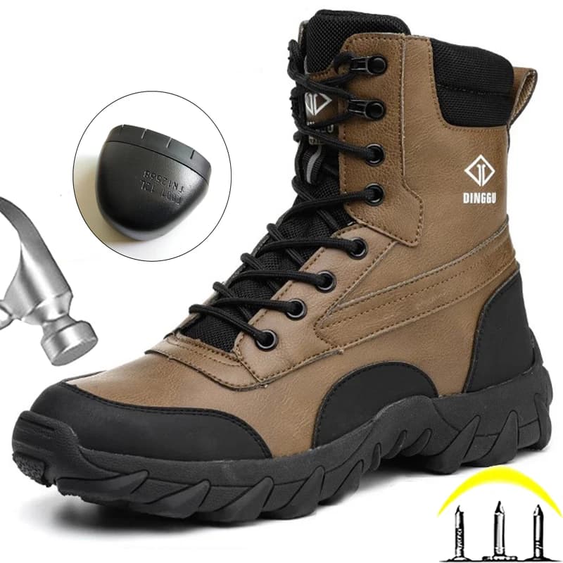 Stivali da uomo alti Stivali da lavoro impermeabili Scarpe con punta in acciaio Stivale di sicurezza antiforatura per ingegneri Scarpe indistruttibili Sicurezza
