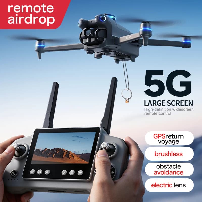 GT60 Can Airdrop GPS Drone With 4.3 inch Screen Control 4K Professional HD Camera Obstacle Avoidance Brushless Drones Toys Gift