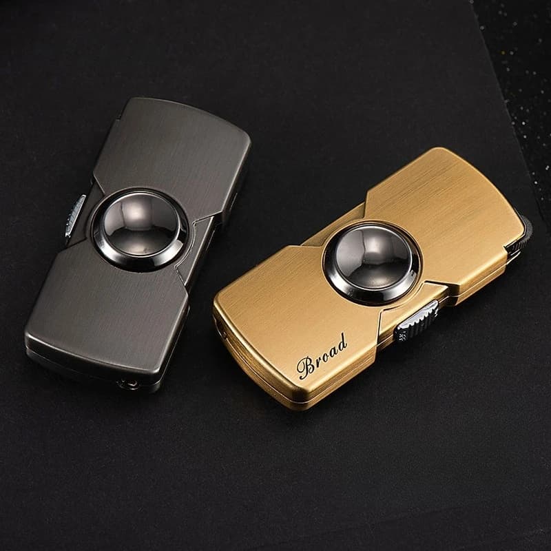 Accendino antivento con Fidget Spinner, torcia a getto di butano ricaricabile con fiamma turbo e rotella di accensione, ideale come regalo per fumatori