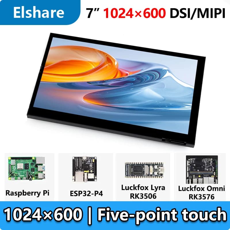Display LCD MIPI DSI da 7 pollici 1024x600 con touchscreen per Raspberry Pi, compatibile con Luckfox Lyra RK3506/ESP32-P4/Luckfox Omni3576