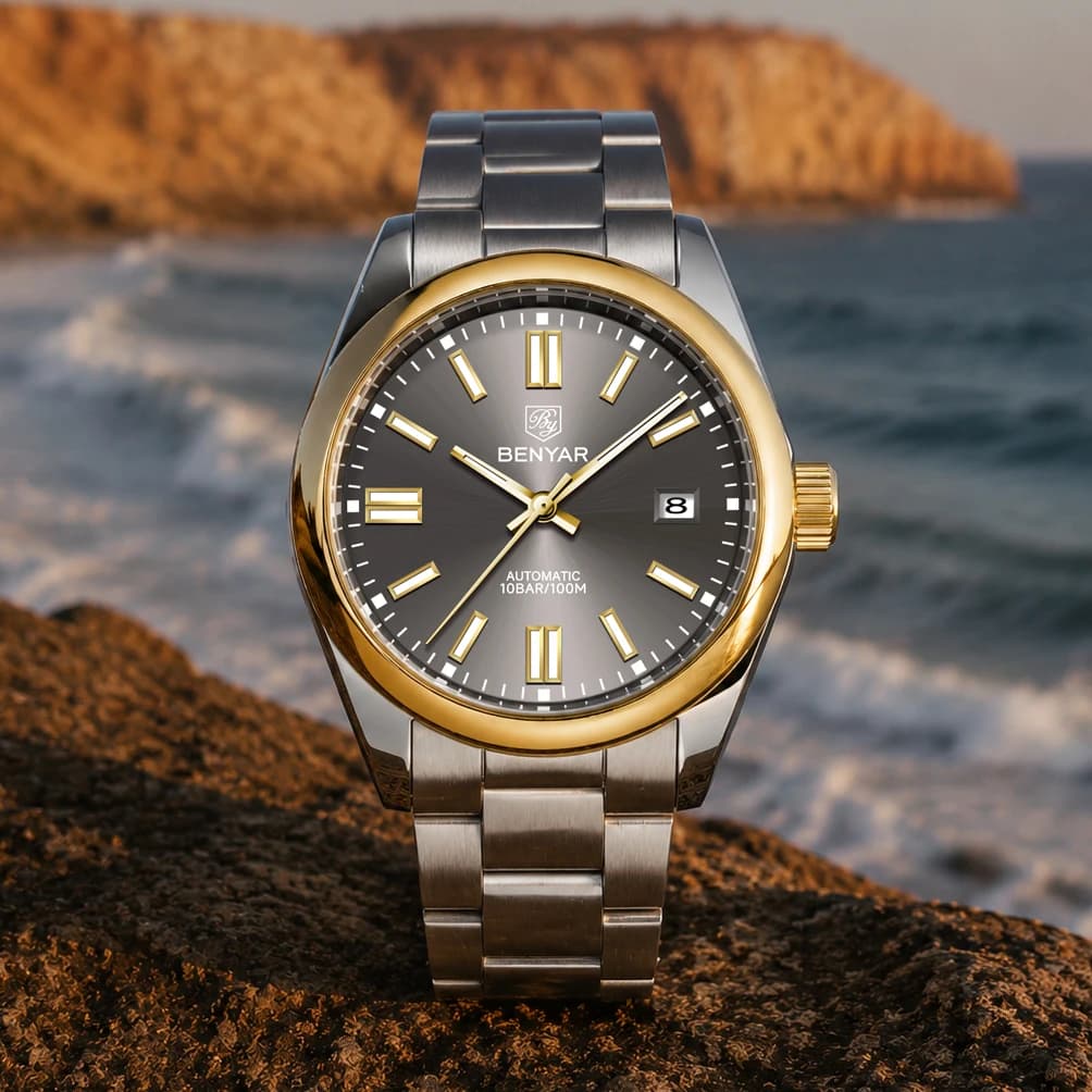 2026 New Men's Watches BENYAR Luxury Gold Automatic Watch For Men Automatic Wristwatch Waterproof Luminous Stainless Steel Clock