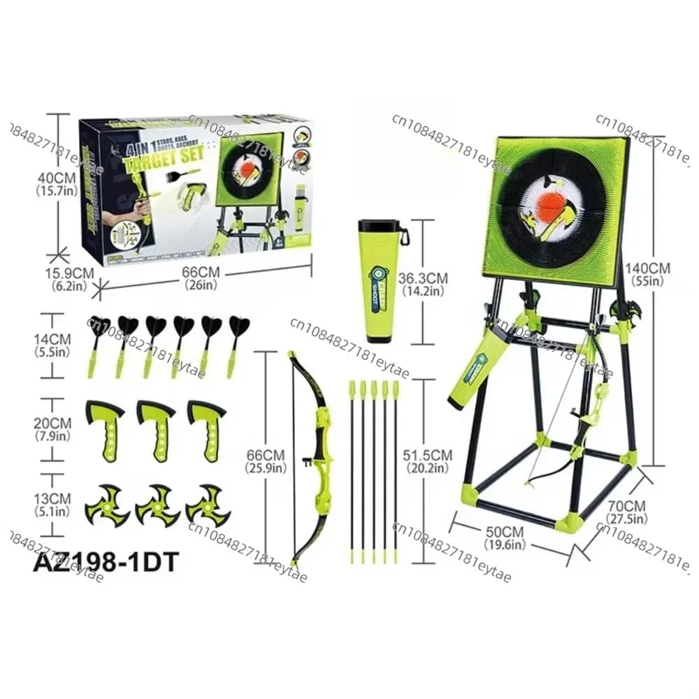 Set di Giochi con Bersaglio 4 in 1: Asce, Dardi, Stelle, Tiro con l'Arco, Gioco Educativo per Bambini