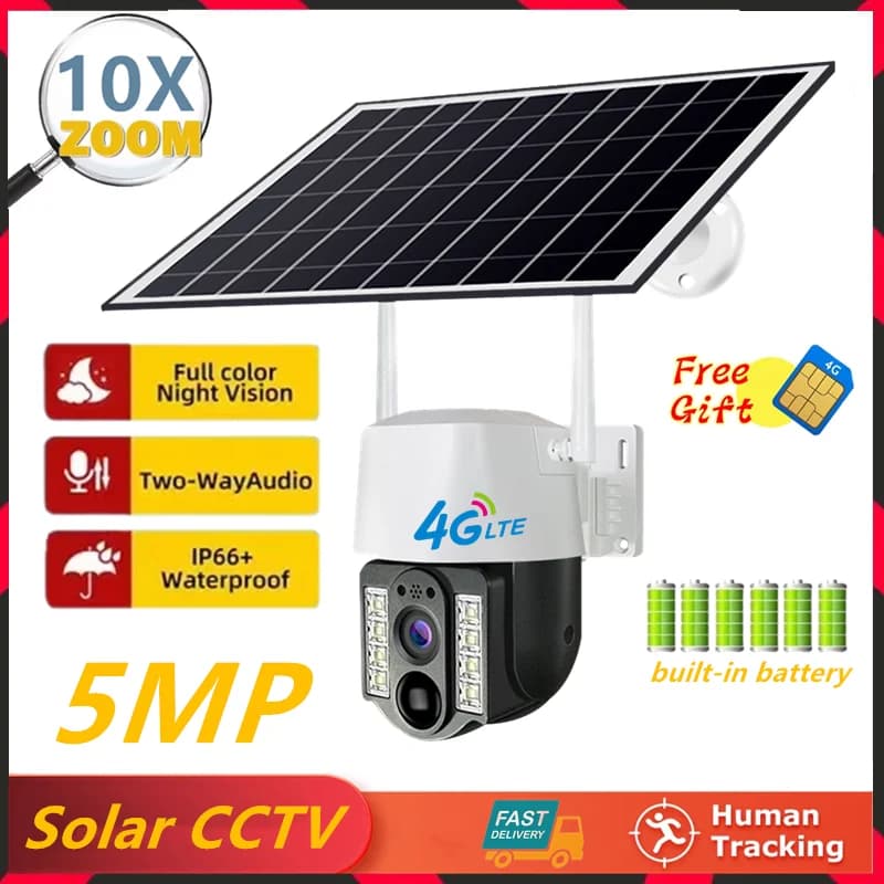 4G Outdoor Solar Camera Wireless IP Webcam Low Consumption Battery Waterproof Home Security Waterproof CCTV with 4G SIM Card