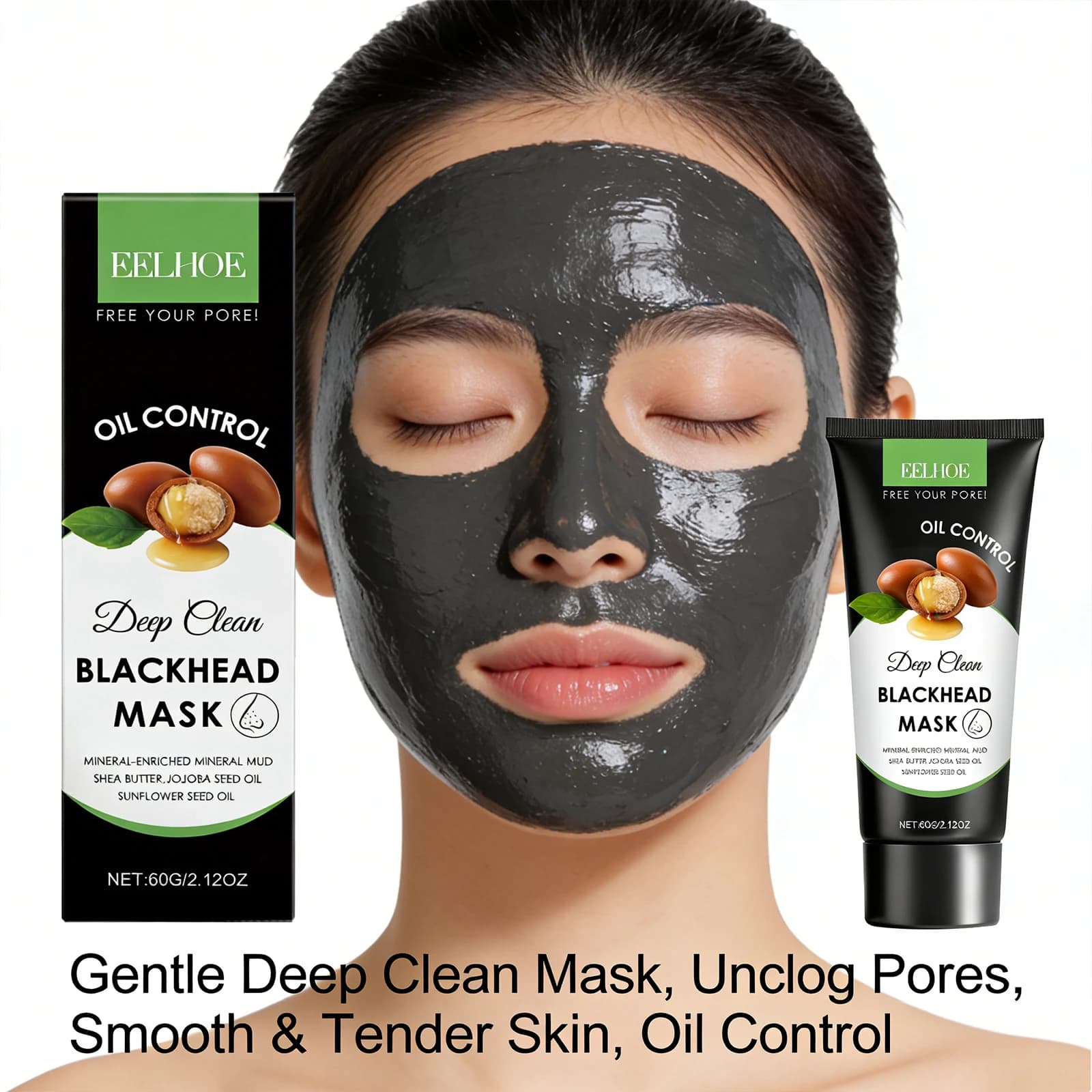 Maschera detergente idratante che deterge efficacemente i pori, rimuove i punti neri, controlla il sebo, migliora l'elasticità della pelle del viso, maschera nutriente