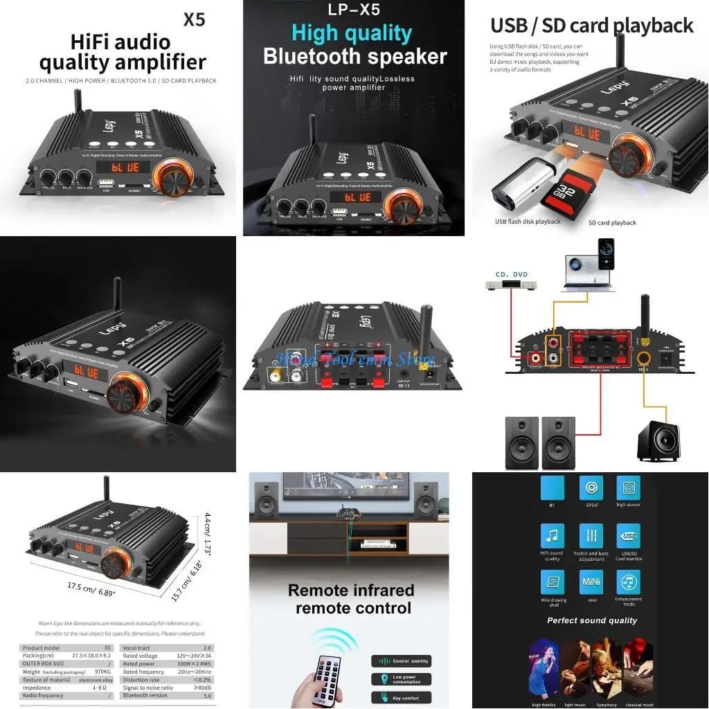 H37F LP-X5 Amplificatore potenza digitale in classe D Decodifica coassiale radio USB\Scheda