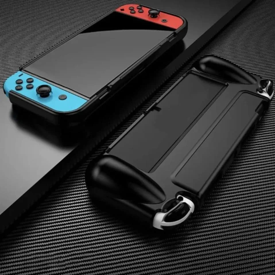 Dockable Protective Case Ergonomic Anti Scratch Handheld Console Cover TPU Carbon Fiber for Nintendo Switch OLED