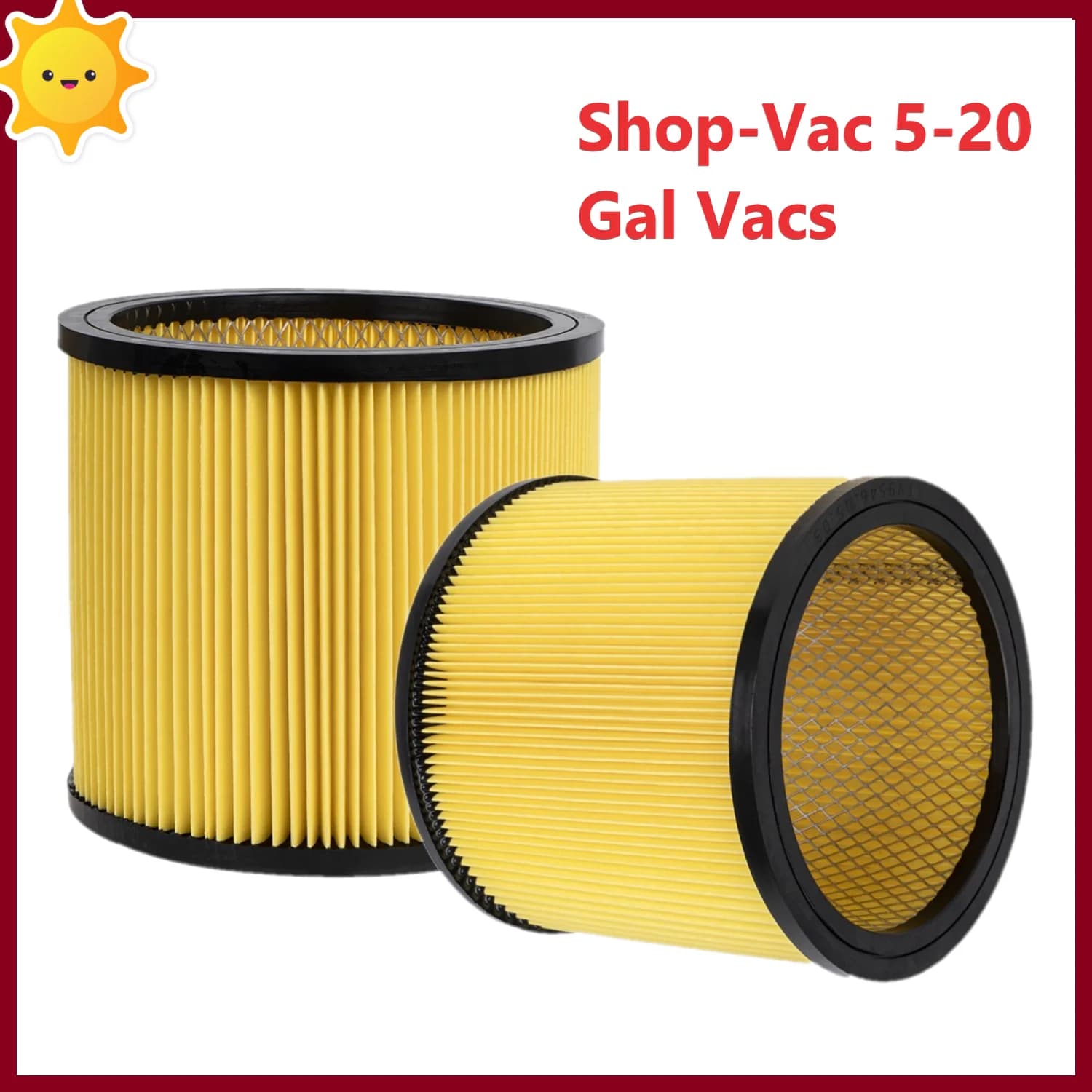 Replacement VBV1210 Standard Cartridge Filter Compatible with Vacmaster 5-16 Gallon Wet Dry Shop Vacuum Cleaner
