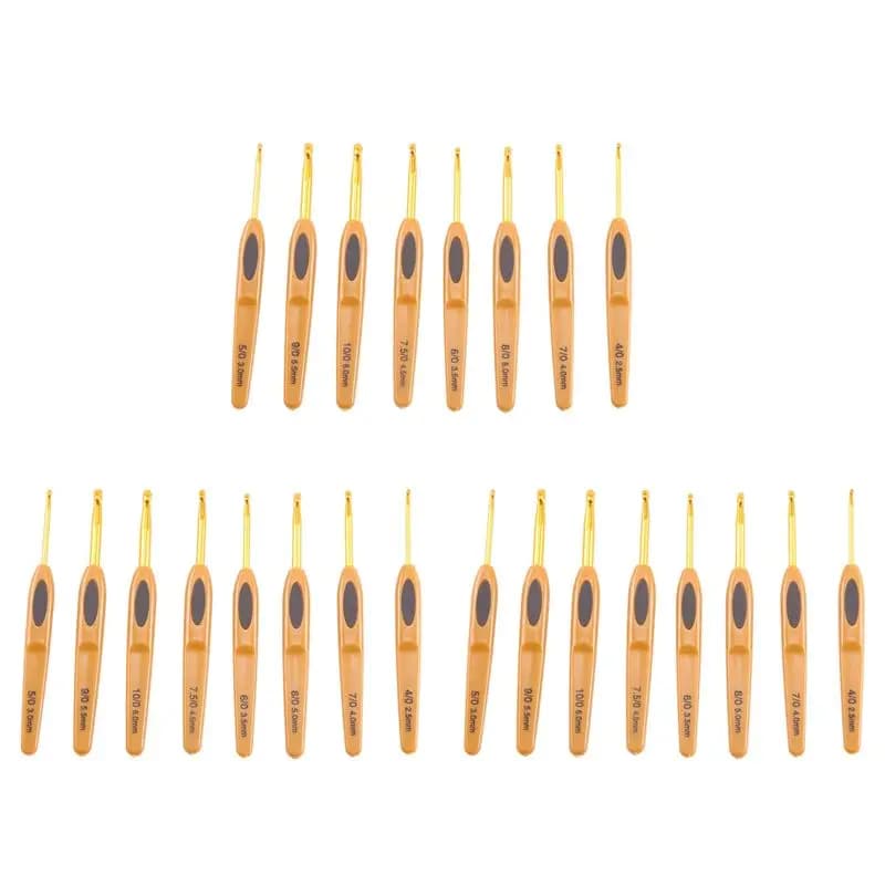 ABKW-24Pcs Handmade Crochet Hook Set Stitches Sewing Tool Home Knitting Needles Aluminum Alloy DIY Portable