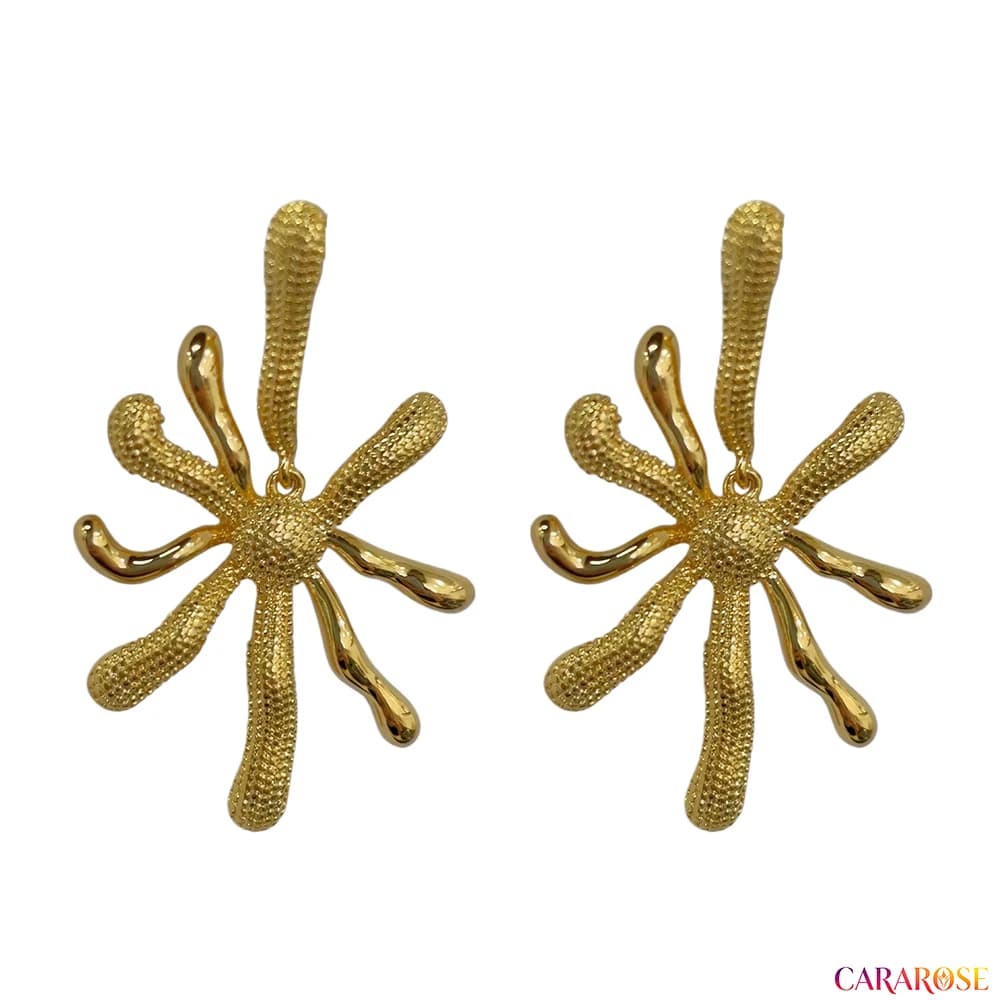 CARAROSE Sterling Silver Needle Retro Metal Geometric Firework Shape Stud Earrings For Women Exaggerated Personality Earrings