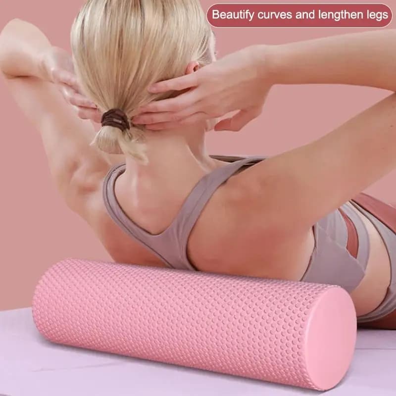 Round EVA Foam Yoga Roller, 9.6cm × 45cm Massage Foam Roller for Pilates Home Fitness Workout