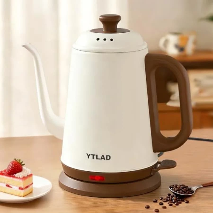 Bollitore Elettrico a Collo d'Oca 1L 1000W, Ebollizione Rapida per Caffè e Tè, Acciaio Inox 304 Senza BPA, Beccuccio a Flusso Preciso
