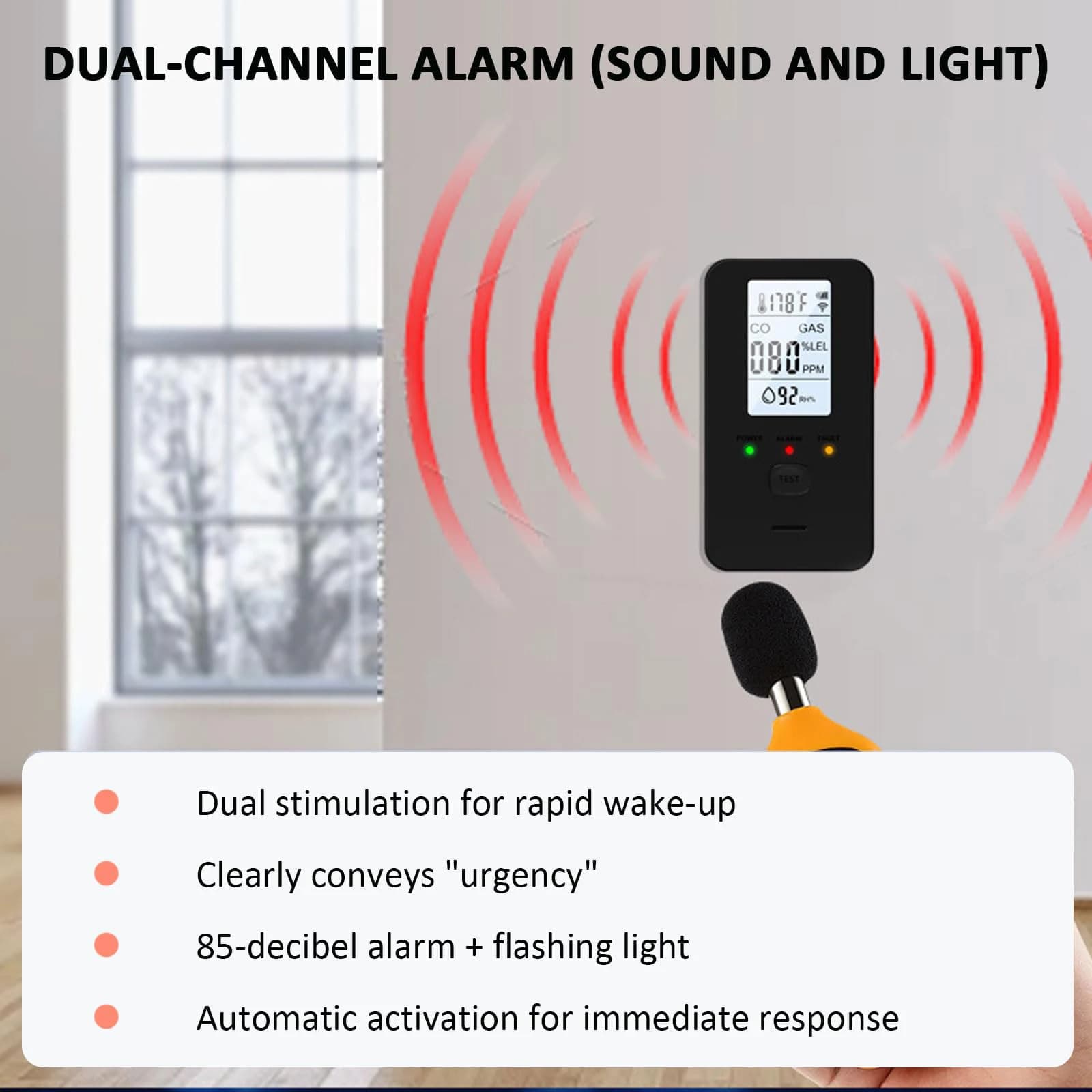 Ultra Sensitive CO Detector Plug in with LED Color Display Gas Leak Detector with Temperature Humidity Display for Home Hotel RV