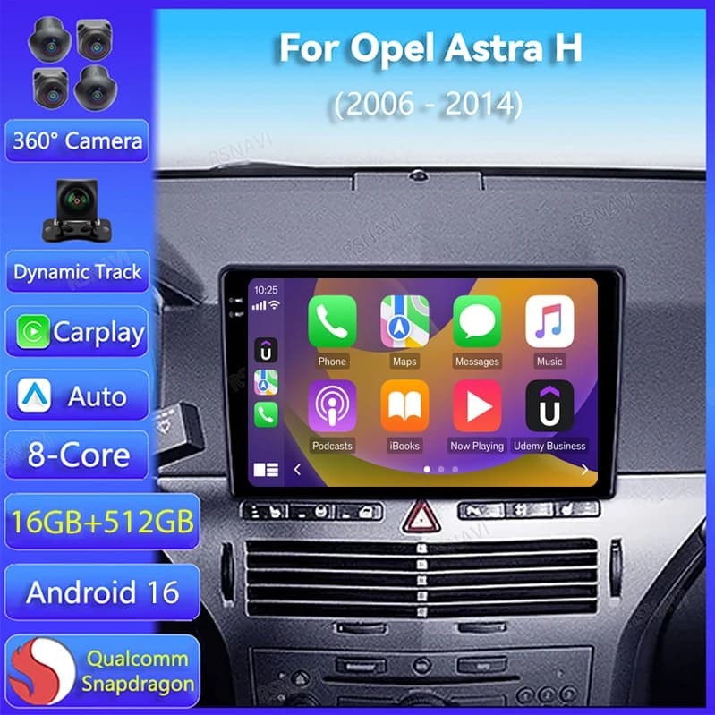 Android 15 Carplay Auto For Opel Astra H 2006 2007 2008 - 2014 Autoradio GPS navigation Video 2 Din Stereo DVD Multimediale