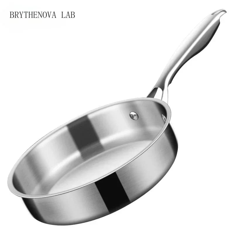 16cm/20cm Frying Pan Stainless Steel Frying Pan Non Coated Bottom Flat Household Cooking Steak Omelet General