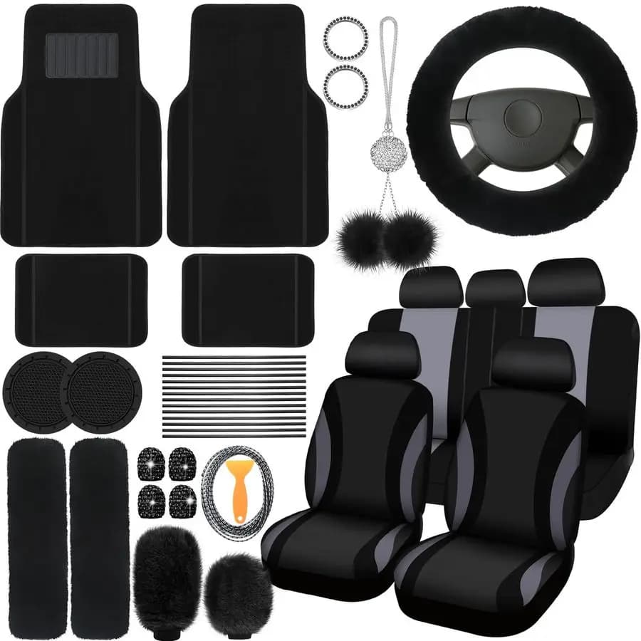 Complete set of 47 Car Seat Covers, Front and Back Seat Accessories, Soft Seat Cover, Belts, Car Car Seats, Air Conditioning