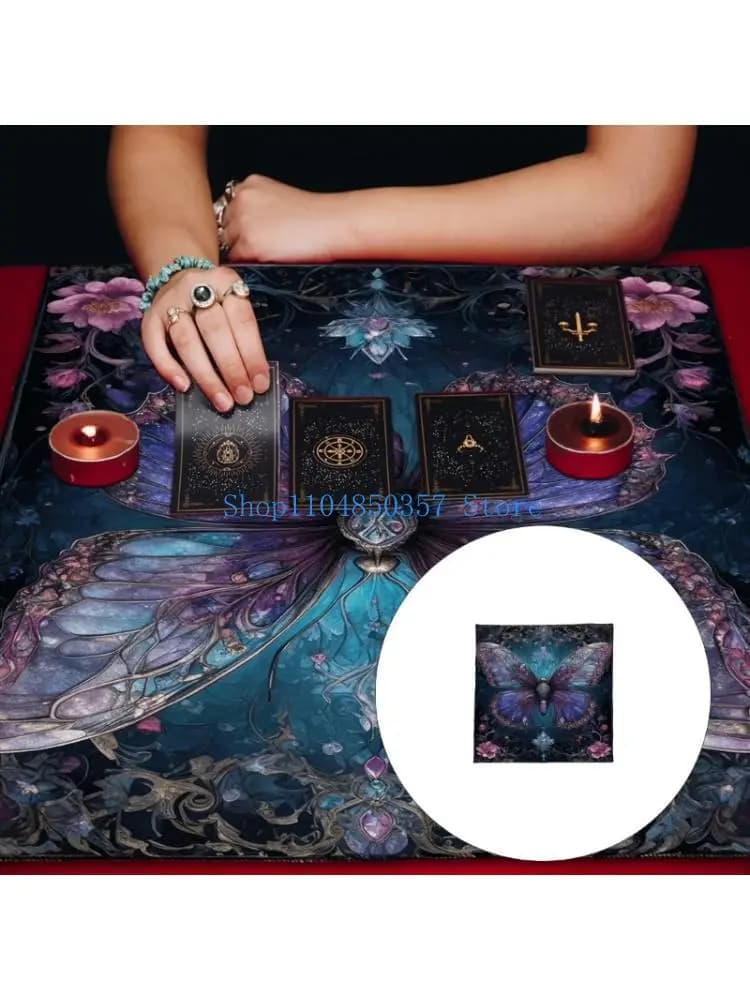 652F Fiore Farfalla Tarocchi Tovaglia Divinazioni Carta Tovaglia Arazzo Astrologia Stregoneria Decorazione del Panno