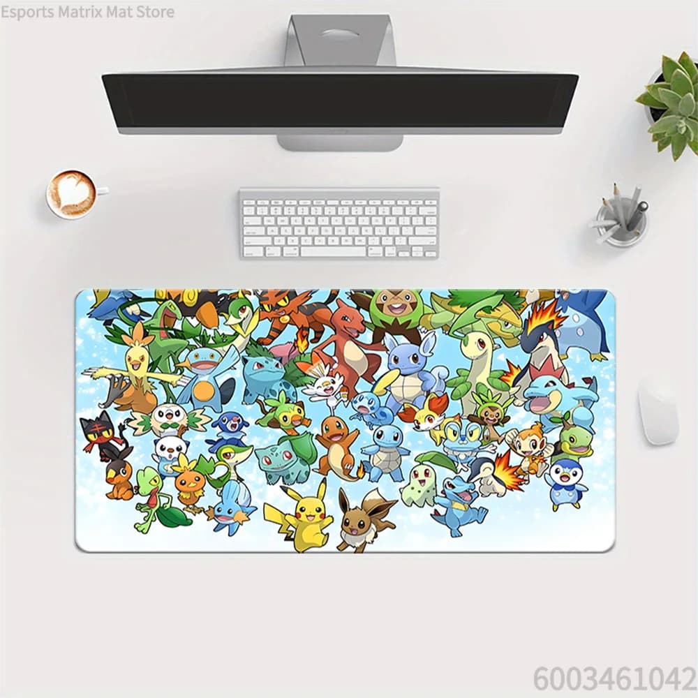 Tappetino per mouse da gioco esteso con personaggi Pokemon All Star, tappetino da scrivania grande per PC portatile