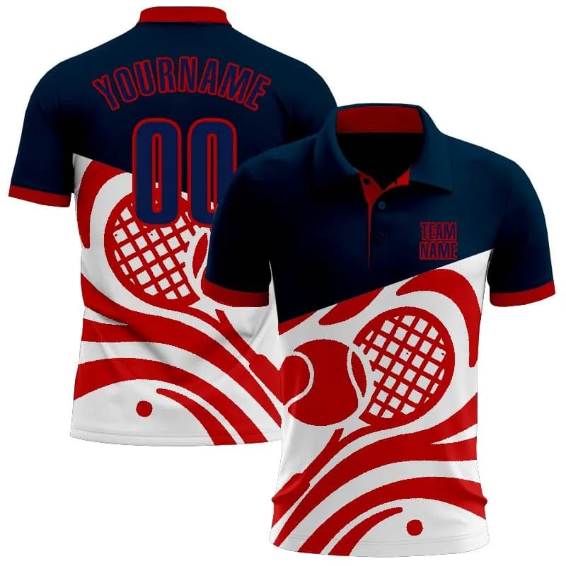 Magliette estive da donna e da uomo, polo personalizzate con stampa 3D di racchette da tennis, magliette da golf personalizzabili con nome, numero e nome della squadra