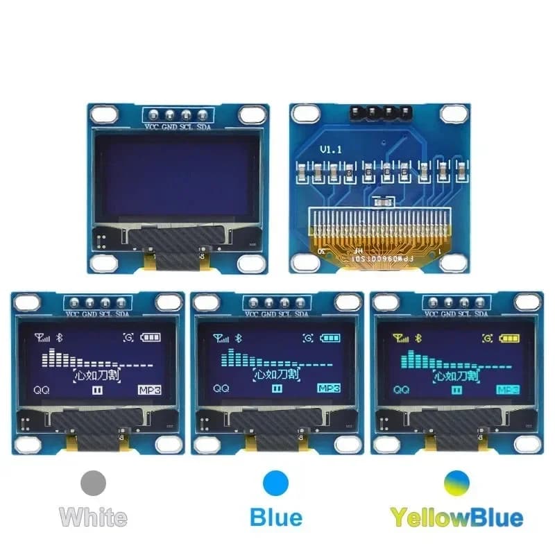 Modulo schermo OLED da 0,96 pollici I2C IIC 128x64 SS - D - 1306 3,3 V-5 V Blu/blu Giallo/Bianco per Arduino ESP32 ESP8266