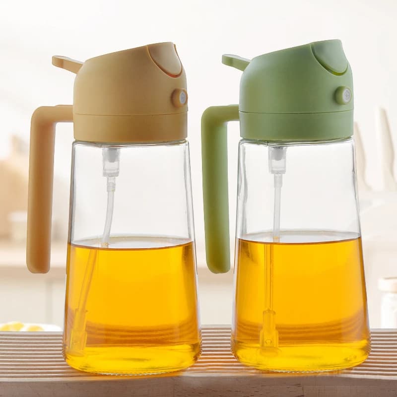 600 ml glass spray oil bottle 2 in 1 Spray Pour Kitchen oil dispenser Cooking oil dispenser Atomized air fryer Bottle oil spray Sauce sprayer