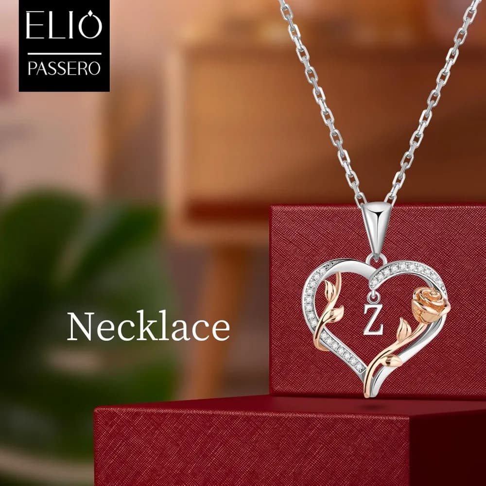 Collana iniziale con cuore rosa, collane con ciondolo lettera in argento Sterling S925 con zirconi cubici, regali di gioielli unici per l'anniversario