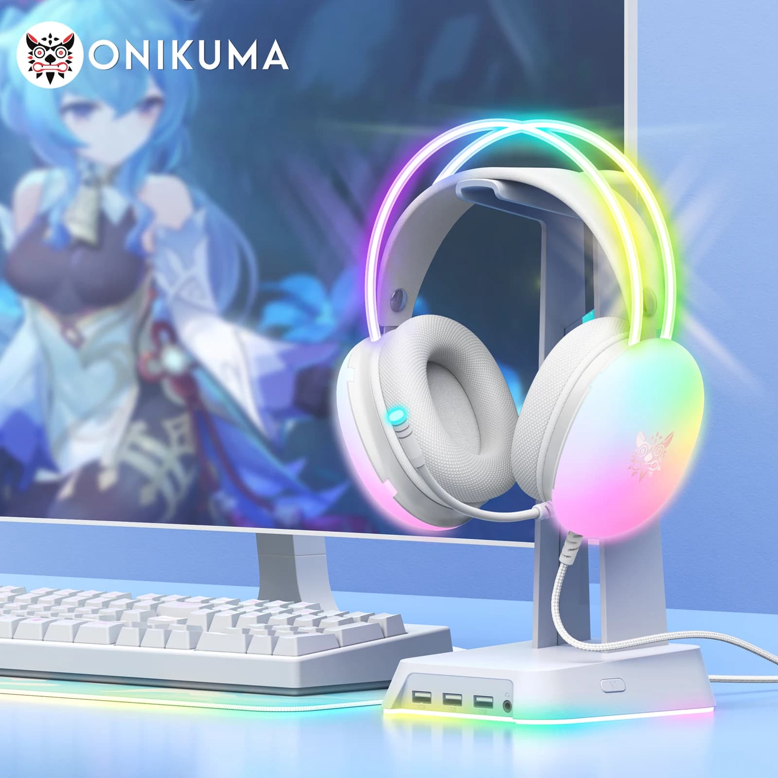 ONIKUMA X25 new headphones wired with fully dynamic RGB light with microphone noise deletion for PC PS5 XBOX