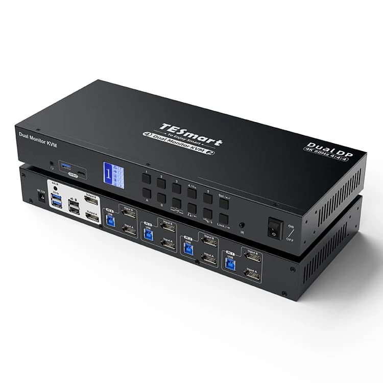 Kit switch KVM doppio monitor a 4 porte DP 4K60Hz con docking station USB 3.0 Switch KVM per microfono EDID L/R
