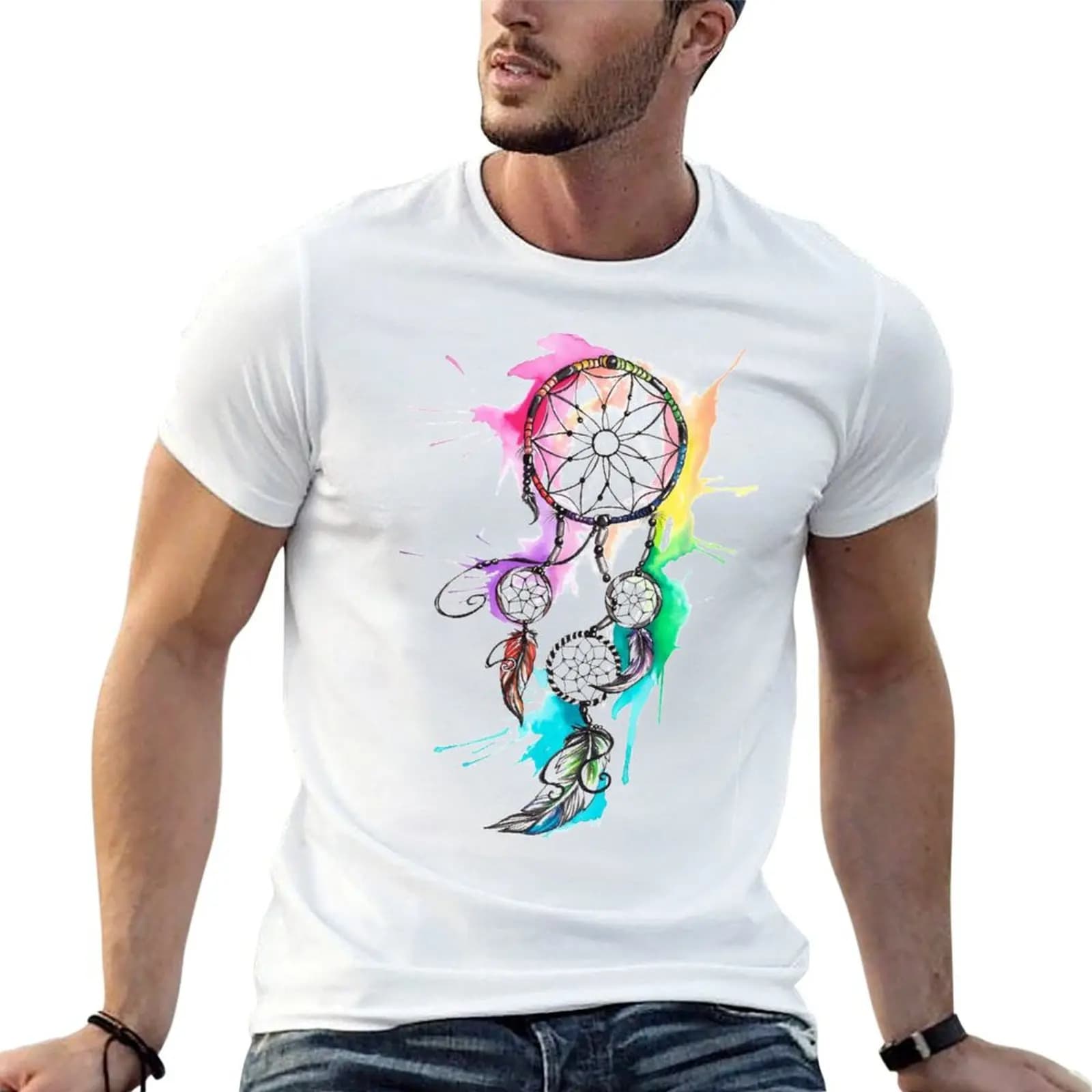 Paintsplash Dreamcatcher T-Shirt Casual Light Summer Short Sleeve Top