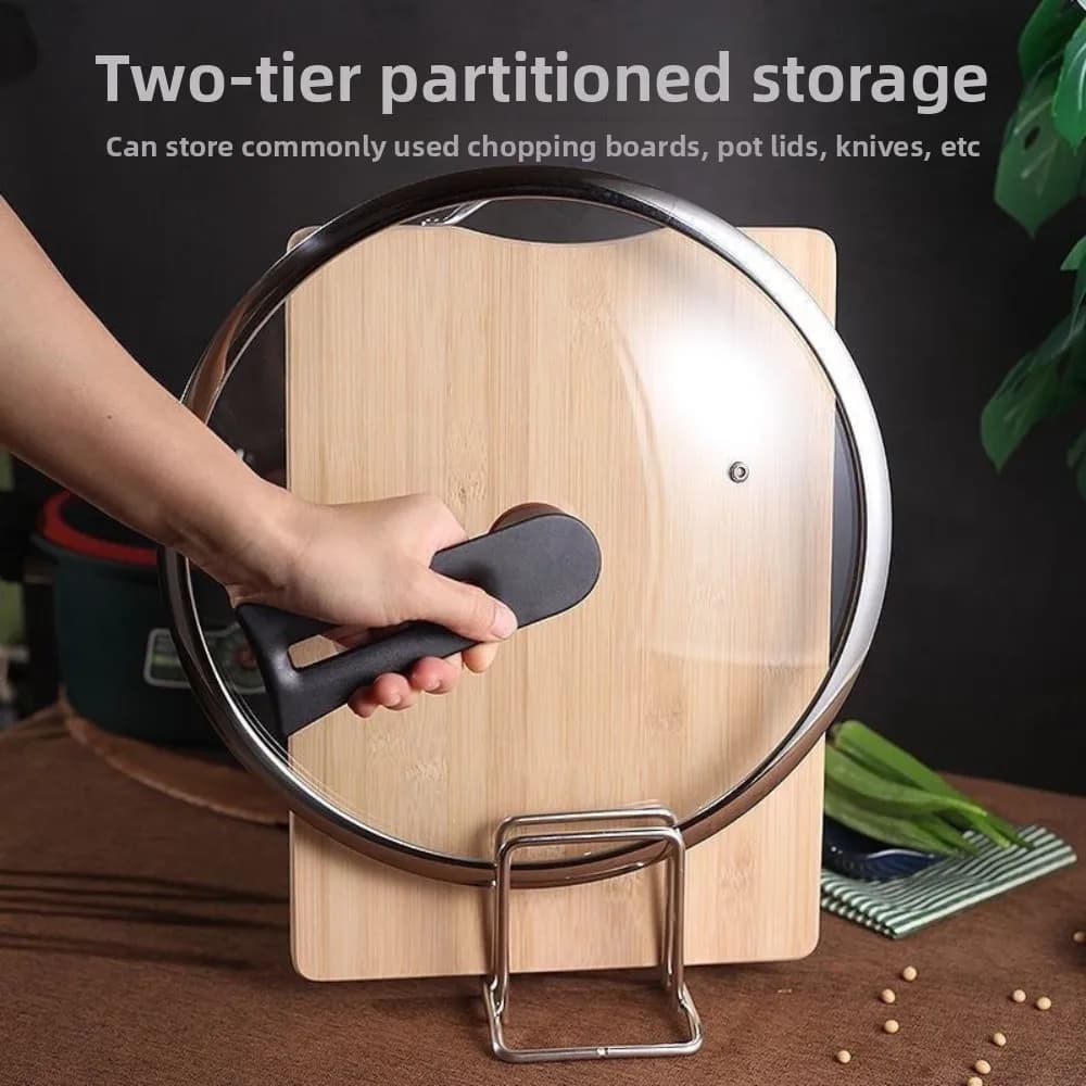 1/3/5Pcs Heavy-Duty Stainless Steel Countertop Rack Space Saver Holder For Pot Lids Cutting Boards Kitchen Storage