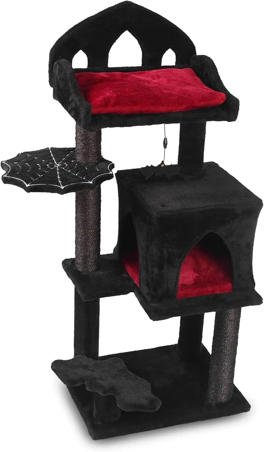Albero per Gatti Gotico con Letto Spazioso, Cuccia Accogliente, Giocattolo per Gatti e Tiragraffi Resistente