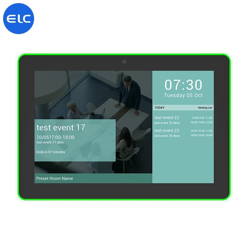 Tablet Android RK3399 da 2 + 16 GB di vendita calda con telecamera frontale 5 M / P POE e supporto a parete per la prenotazione della sala riunioni Nuovo