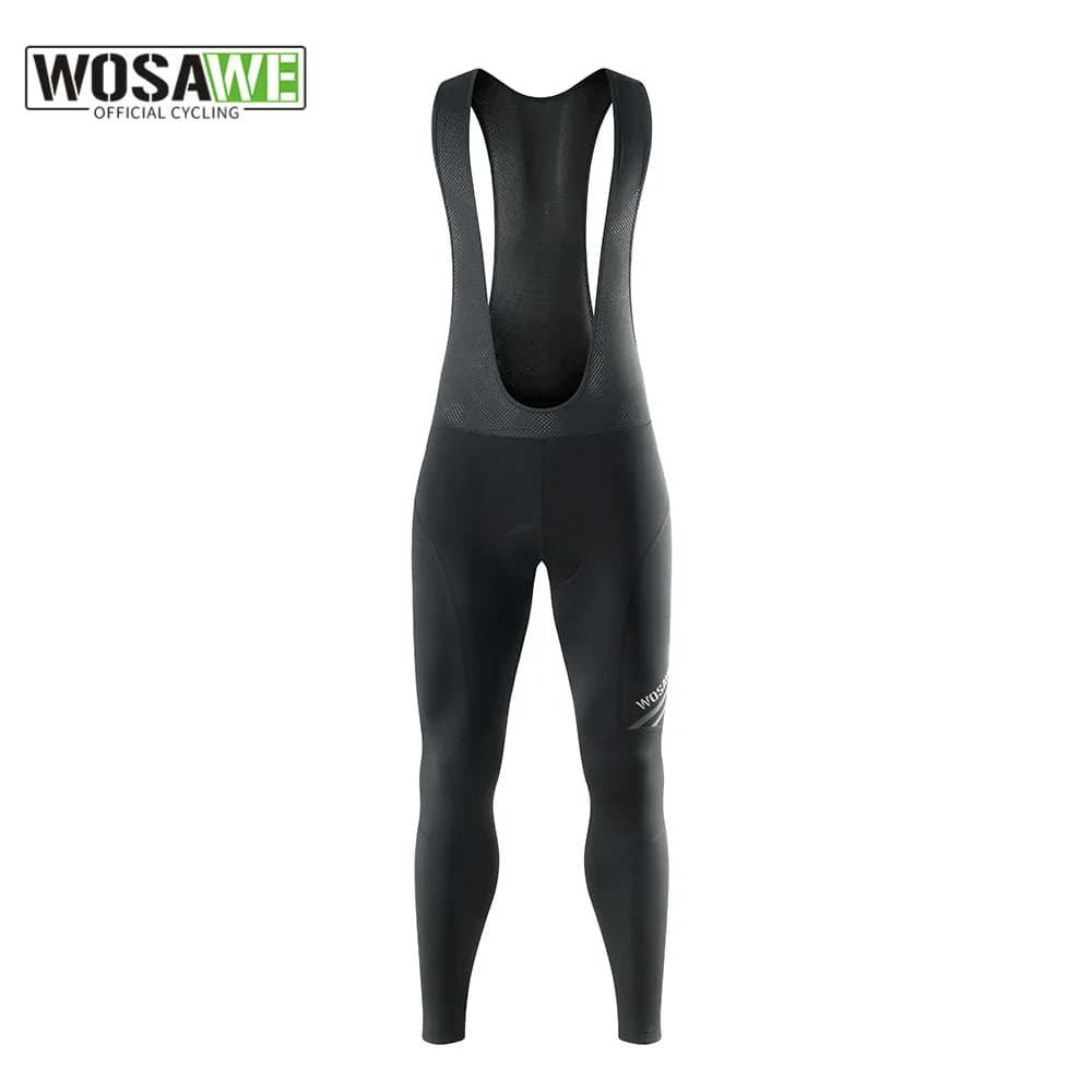 WOSAWE Men's Winter Trousers in Thermal Fleece Padded Ice MTB Long Bike Trousers Shorts with Hot Windproof Cycling Braces