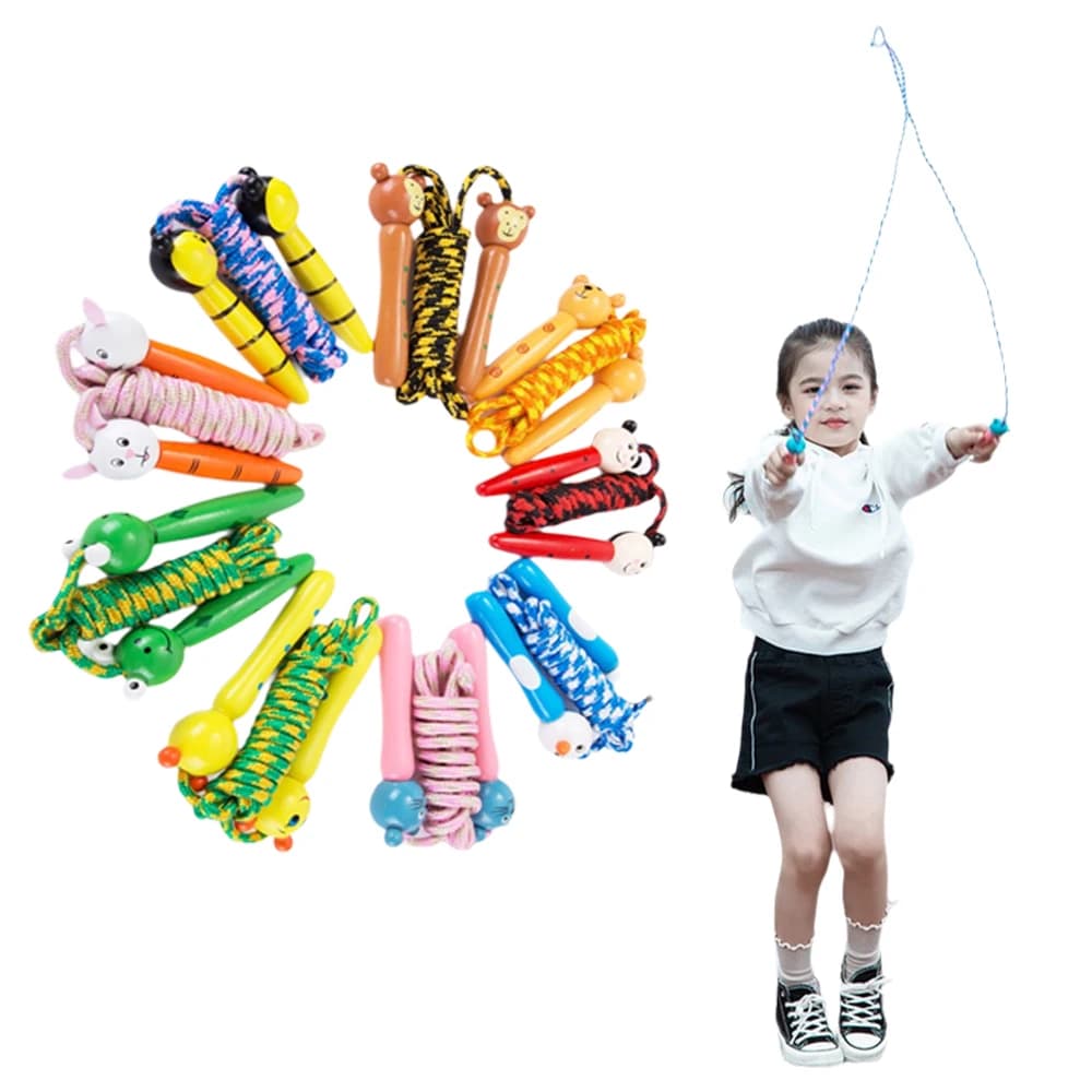 Children's Jumping Cotton Jumping Corda Wooden Sleeve Adjustable Cotton Fabric Fitness Jumping Corda Exercise