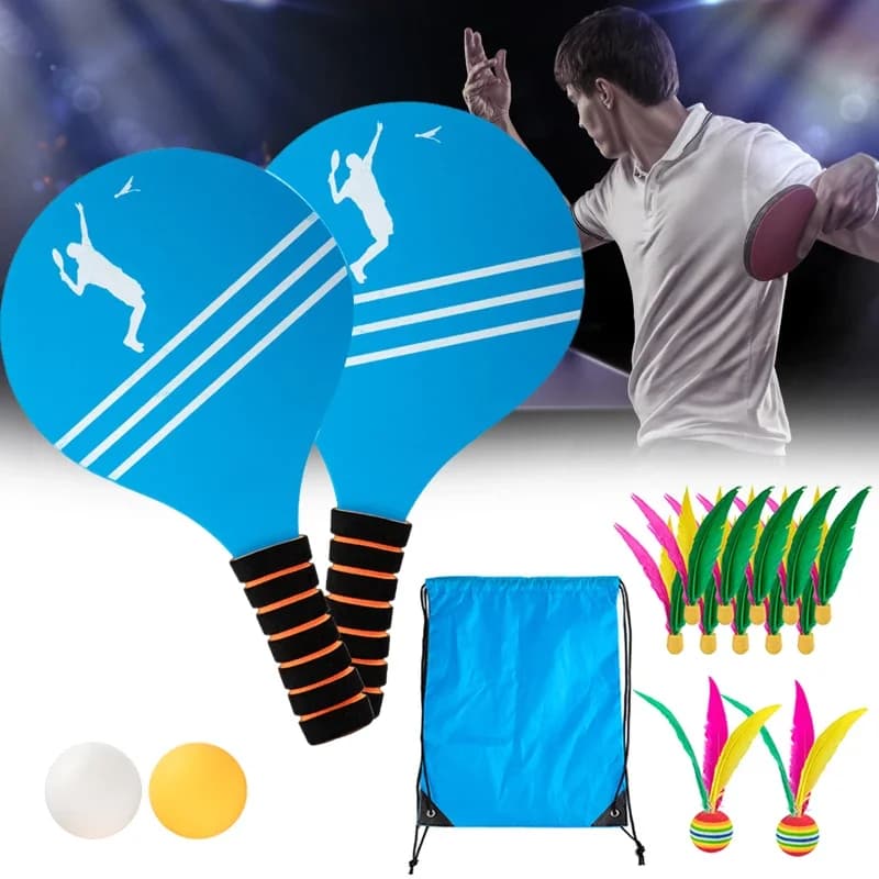 Nuovo Set da Gioco Paddle Ball Estivo, Kit Racchette da Beach Tennis e Badminton, Sport Portatile per Parco, Spiaggia e Spazi Aperti