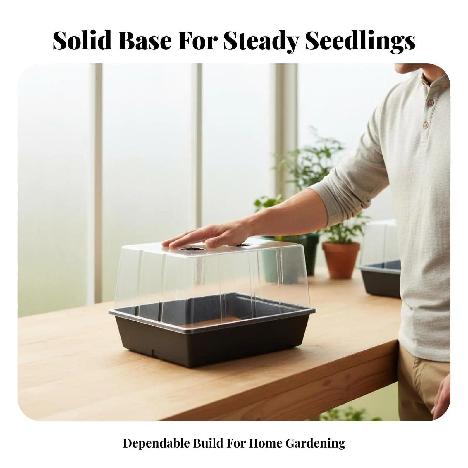 Heavy Duty Plastic Nursery Tray for Seed Germination with Solid Base Tray for Flowers Vegetables Reusable Outdoor Plant Tray for