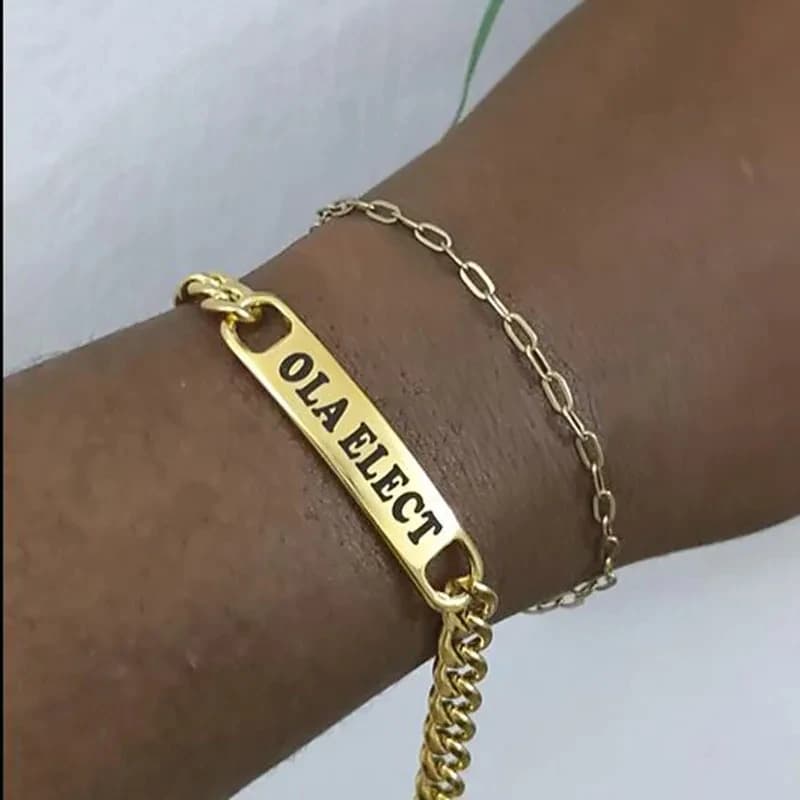 Custom Laser Engraved Letter Bracelet With Fashionable Watch Chain, Jewelry With Custom Business Gift Bracelet For Stainless Steel Party