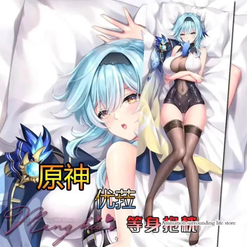 Genshin Anime Impact Eula Lawrence Sexy Dakimakura che abbraccia il corpo del cuscino della copertura della cassa giapponese federa per cuscino biancheria da letto