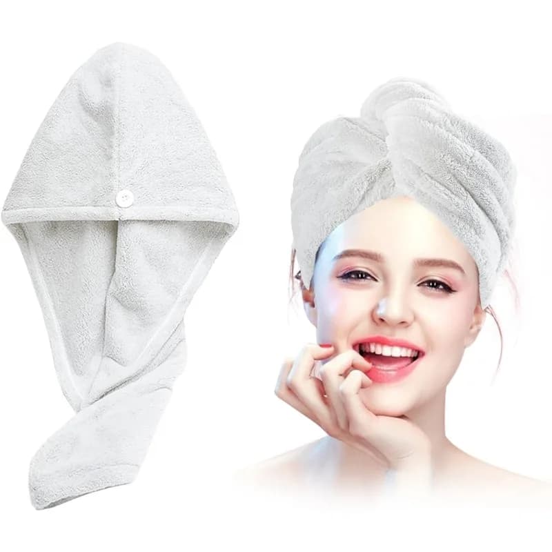 2 Asciugamani in Microfibra per Capelli, Asciugatura Rapida, Cuffia Assorbente per Donna, Copricapo da Bagno